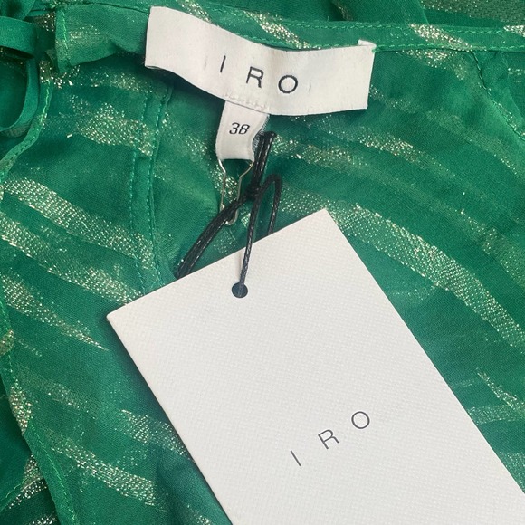 IRO NWT Eolla Emerald Jacquard Metallic Ruffle Midi Dress 38 EU 4-6 US - Picture 4 of 6